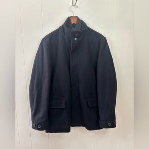 Pronto Uomo navy blue full zip wool pea coat jacket size SM men’s